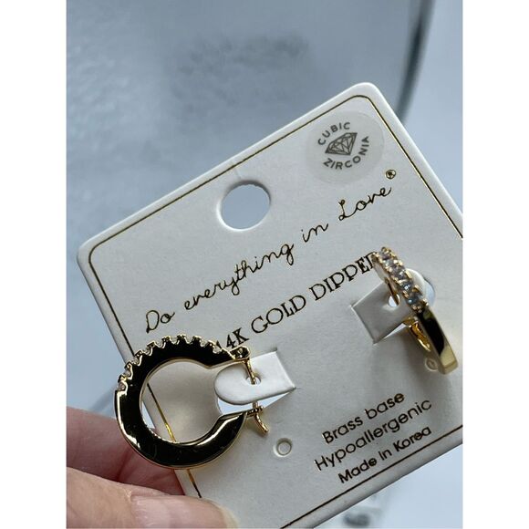 NWT 14K gold dipped CZ hoops - Picture 4 of 8